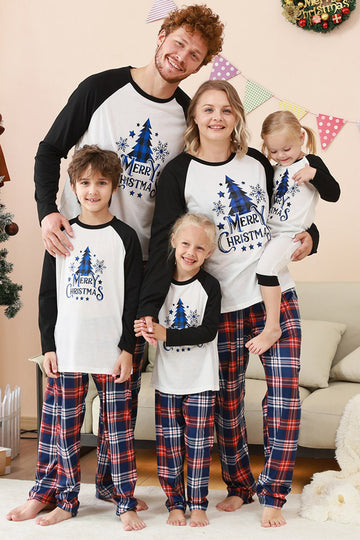 Black and White Plaid Tree Printed Christmas Family Matching Pajamas